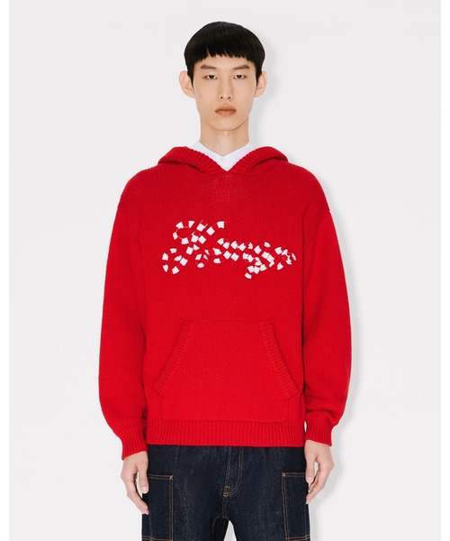 パーカー 'KENZO Winter Holidays' エンブロイダリー フーディー カーディガン イン コットン ＆ ウール メンズの画像