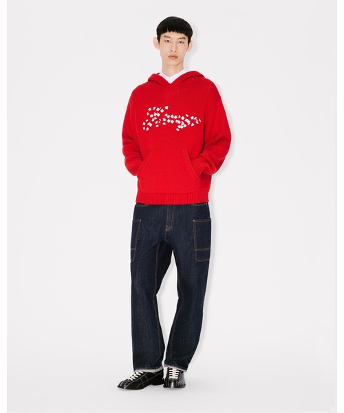 パーカー 'KENZO Winter Holidays' エンブロイダリー フーディー カーディガン イン コットン ＆ ウール メンズの画像