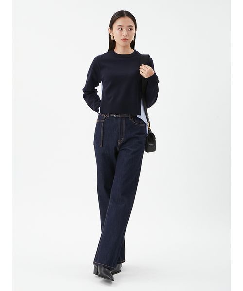 MILAOWEN ミラオーエン カシミヤコットンストライプドッキングニット Mila Owen（ミラオーウェン） ニット セーター カシミヤコットン