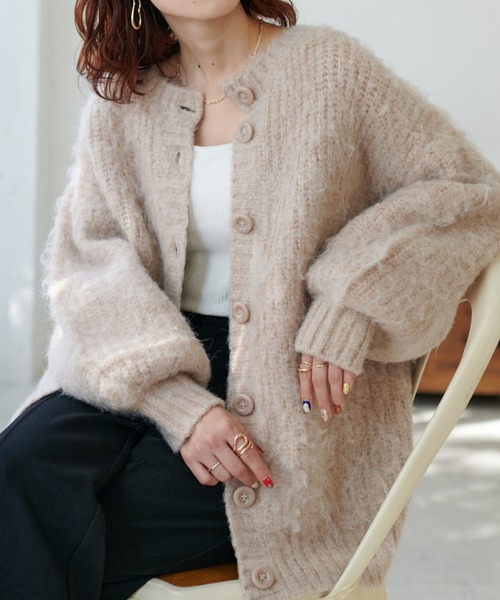 「DISCOAT」 ニットカーディガン FREE グリーン レディース_画像2