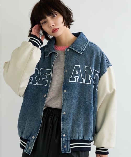 【新品・未使用品】デニムスタジャン ブルゾン 刺繍ロゴ 2XL相当 切替 90s 90s Lee 刺繍デニムスタジャン | CUSTOM FEVER