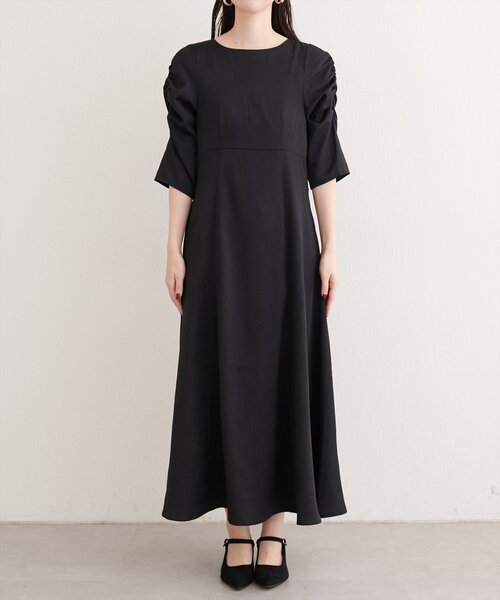natural couture ワンピース フラワージャガードジゴスリーブ