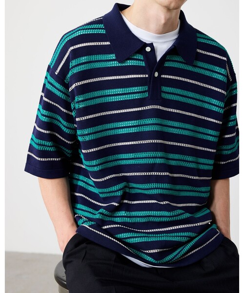 BEAMS（ビームス） ポロシャツ 12 Gauge Border Polo Shirt メンズ