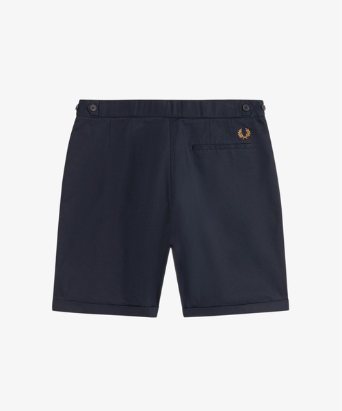 【美品】FRED PERRY ワンポイントロゴ刺繍 ショートパンツ ネイビー S FRED PERRY（フレッドペリー） パンツ Twill Shorts／ツイルショート