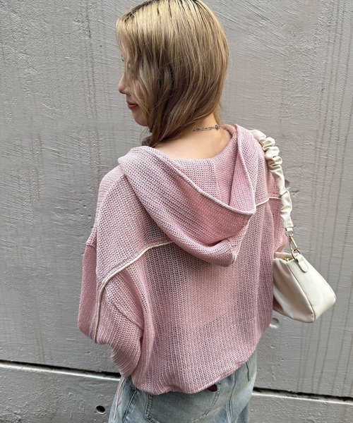 「DOUBLE NAME」 プルオーバーパーカー FREE オフホワイト レディース_画像2