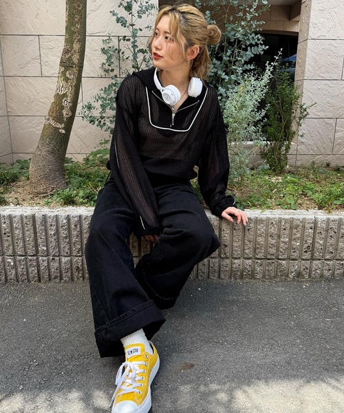 「DOUBLE NAME」 プルオーバーパーカー FREE オフホワイト レディース_画像7