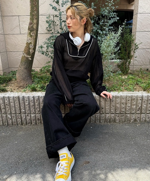 「DOUBLE NAME」 プルオーバーパーカー FREE オフホワイト レディース_画像9