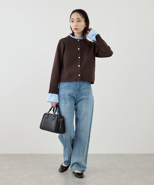 ROPÉ PICNIC ニットカーディガン フリルレイヤードシャツ ROPE' PICNIC（ロペ ピクニック） ブラウス シャツ フリルレイヤード