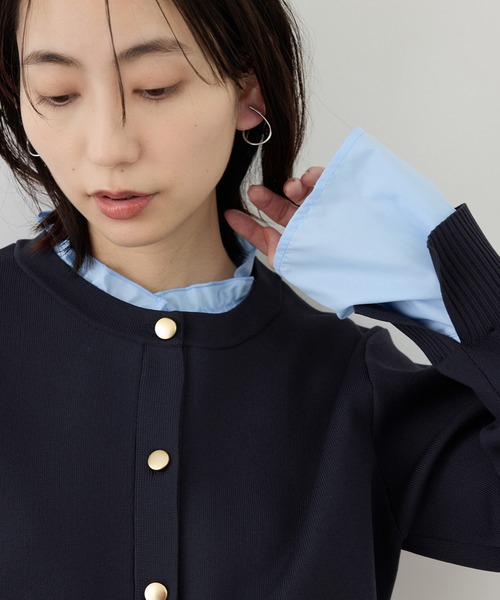 ROPÉ PICNIC ニットカーディガン フリルレイヤードシャツ ロペピクニック ROPE' PICNIC フリルレイヤードシャツ （サックス（48
