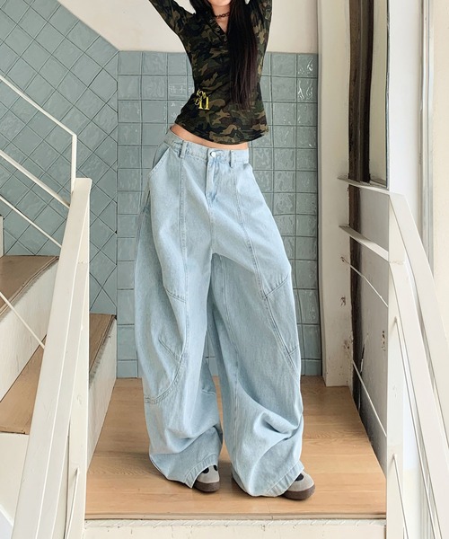 ワイドパンツ ジーンズ デニム デニムパンツ バギー ルーズデニム