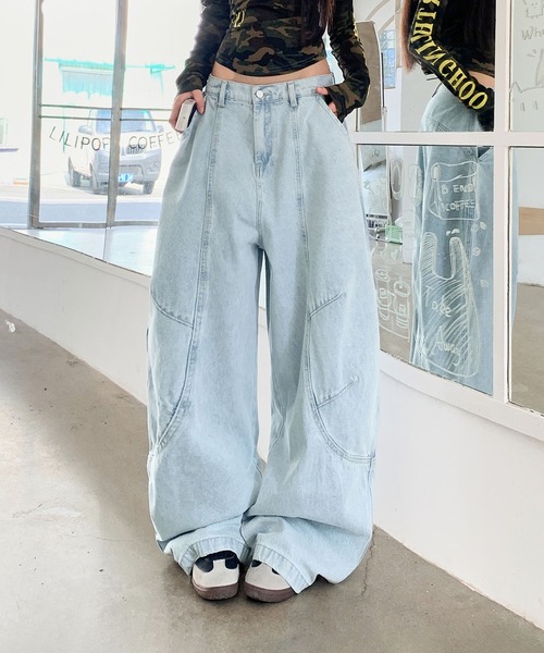 ERL Baggy デニム ワイドパンツ ワイドパンツ ジーンズ デニム デニムパンツ バギー ルーズデニム