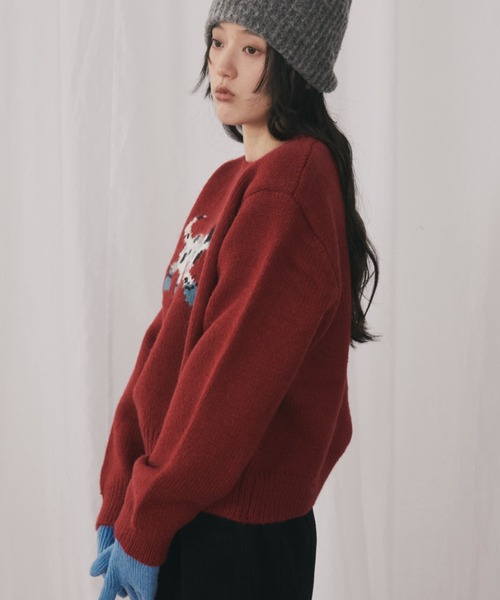 「MERLOT」 長袖ニット FREE ネイビー レディース_画像6