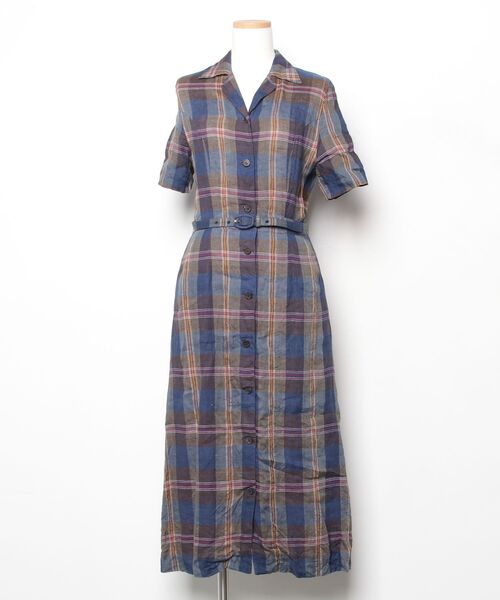 BURBERRY(バーバリー) チェック柄シャツワンピース 2 ブルー BURBERRY(バーバリー) チェック柄シャツワンピース 2 ブルー