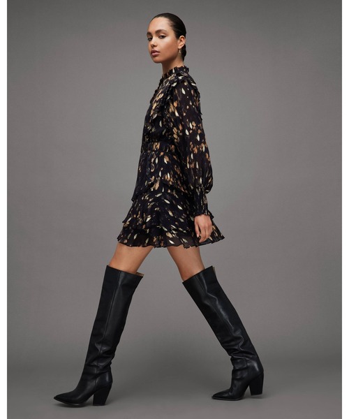 「ALLSAINTS」 長袖ワンピース 6 ブラック レディースの画像