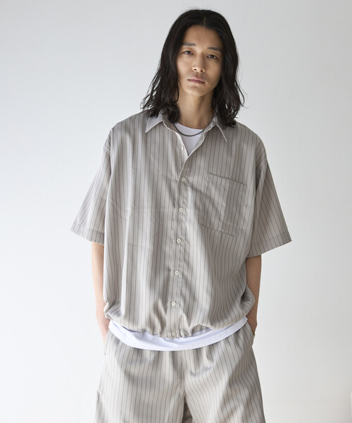 Firsthand（ファーストハンド） シャツ 半袖 スピンドル ストライプ
