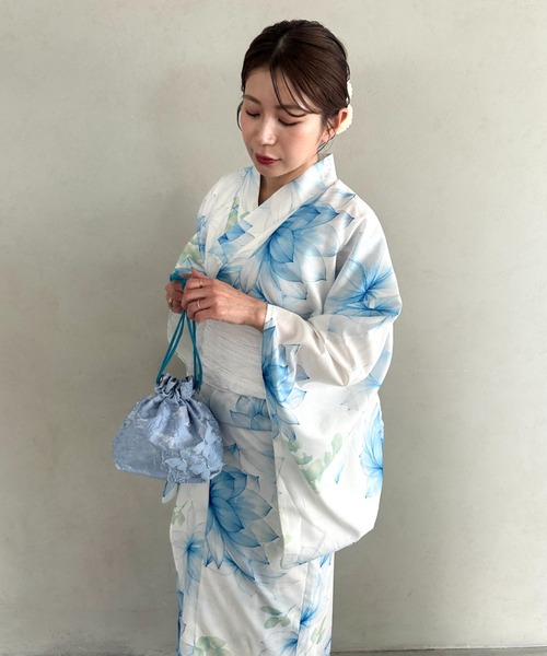 浴衣 浴衣2点セット(浴衣/帯)選べる6柄♪1枚仕立てで着付け楽々 1人で