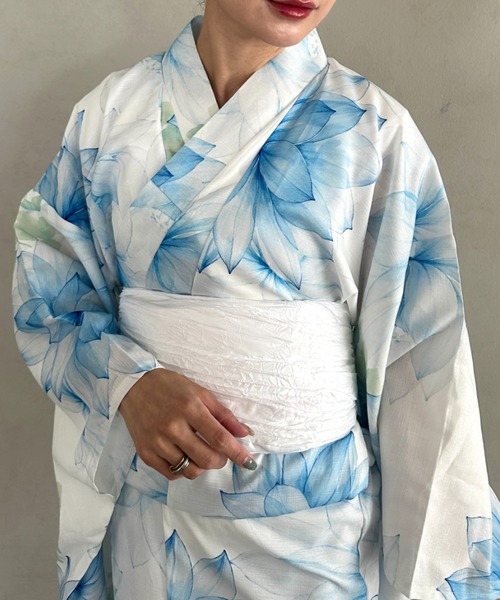 浴衣 浴衣2点セット(浴衣/帯)選べる6柄♪1枚仕立てで着付け楽々 1人で
