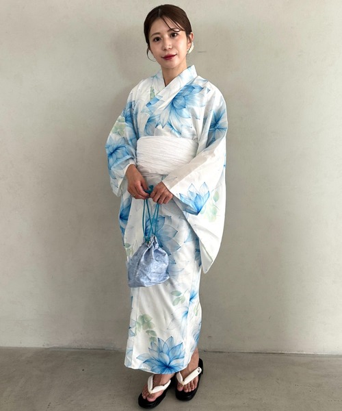浴衣 浴衣2点セット(浴衣/帯)選べる6柄♪1枚仕立てで着付け楽々 1人で