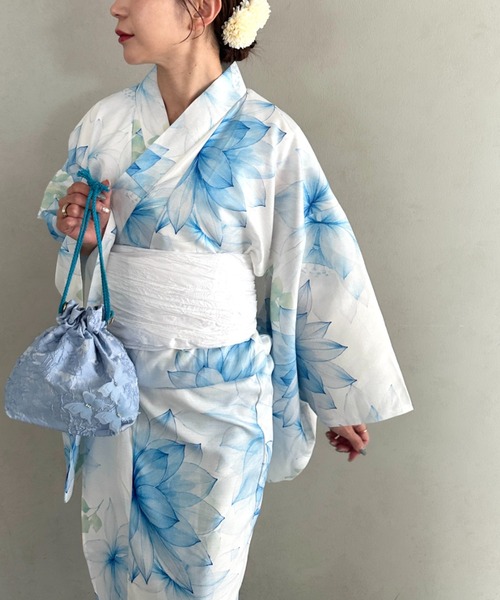 浴衣 浴衣2点セット(浴衣/帯)選べる6柄♪1枚仕立てで着付け楽々 1人で