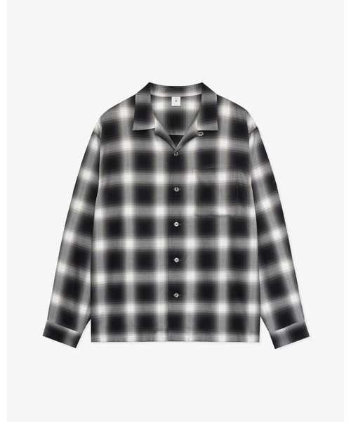 トップス FRONT11201 Open Collar Ombre Check Rayon FRONT 11201 シャツ Open Collar Shirt/ Ombre Check Rayon Gabardine