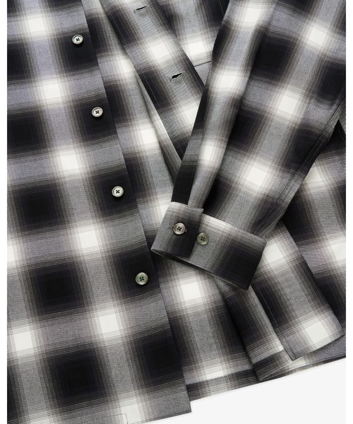 トップス FRONT11201 Open Collar Ombre Check Rayon FRONT 11201 シャツ Open Collar Shirt/ Ombre Check Rayon Gabardine