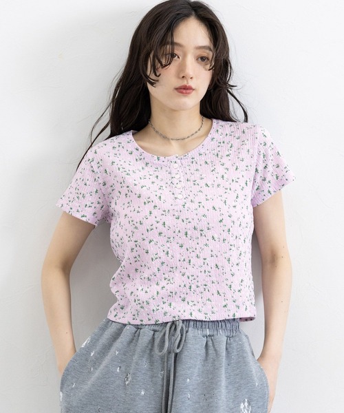 RAGEBLUE（レイジブルー） ヘンリーネック tシャツ 半袖 花柄
