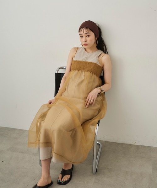「room153」 「3.401department」キャミソールワンピース FREE イエロー レディース_画像6