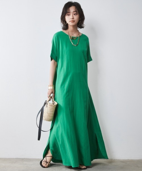 「CHIC STYLE」 「SMILELAND」半袖ワンピース 4L グリーン レディース_画像6