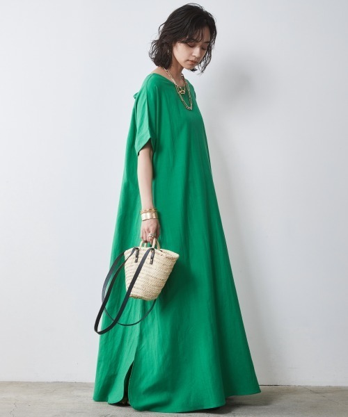 「CHIC STYLE」 「SMILELAND」半袖ワンピース 4L グリーン レディース_画像8