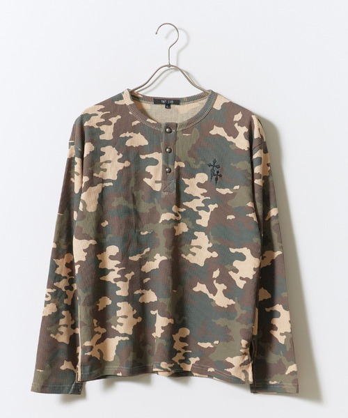 ROOP TOKYO ヘンリーネック tシャツ ワンポイント刺繍ワッフルヘンリー