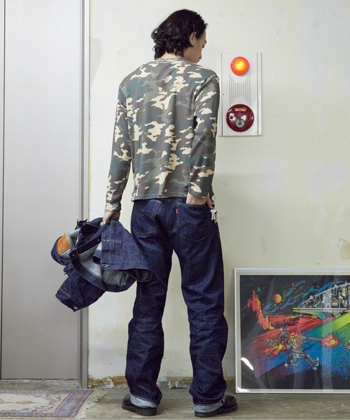 ROOP TOKYO ヘンリーネック tシャツ ワンポイント刺繍ワッフルヘンリー