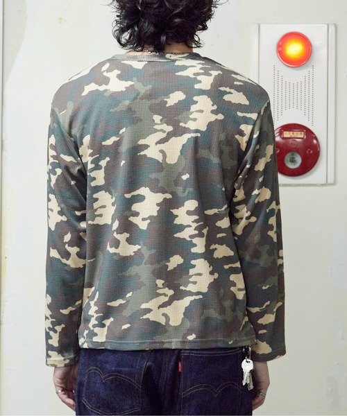 ROOP TOKYO ヘンリーネック tシャツ ワンポイント刺繍ワッフルヘンリー