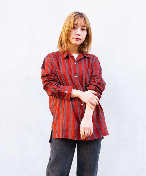 ブラウス シャツ DETAILS / オープンカラーシャツ”dot stripe レディース メンズ DETAILS ブラウス シャツ / オープンカラーシャツ”dot stripe
