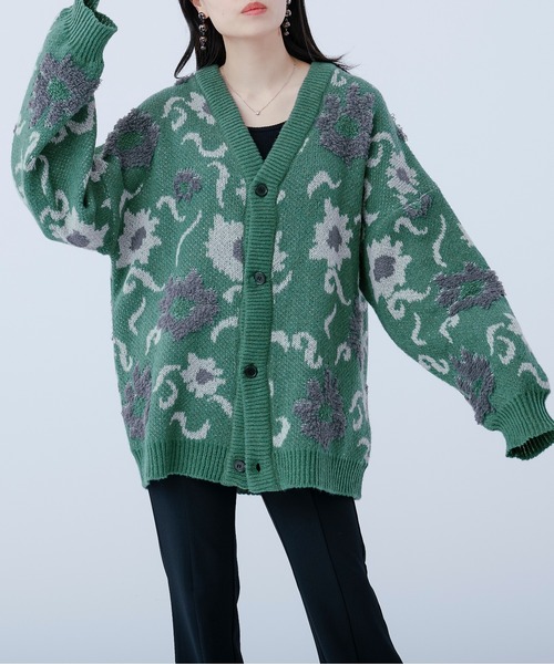 Ellno Loset（エルノロゼット） カーディガン フラワーループ 