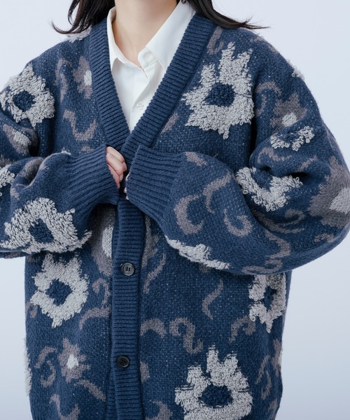 Ellno Loset（エルノロゼット） カーディガン フラワーループ 