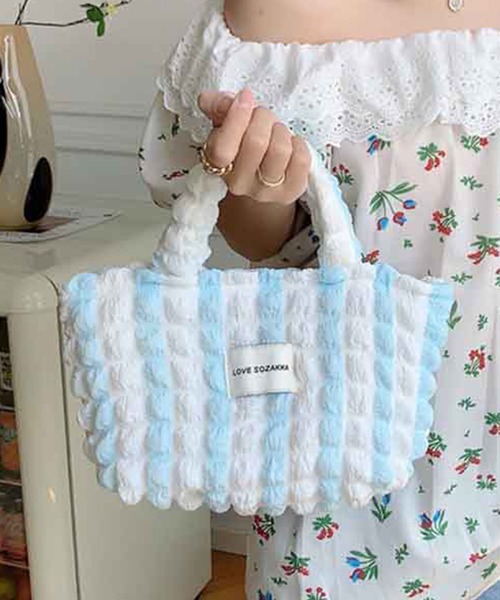 STYLEBLOCK トートバッグ ストライプ柄ポップコーンミニトート