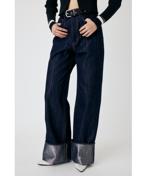 パンツ デニム ジーンズ GLITTER DENIM WIDE STRAIGHT レディース 