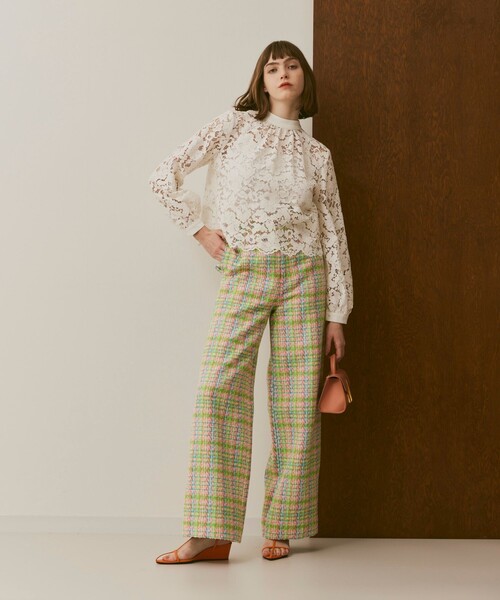 「LOULOU WILLOUGHBY」 長袖ブラウス 2 グリーン レディース LOULOU WILLOUGHBY】ビジュースタンドフリルシャツ|allureville