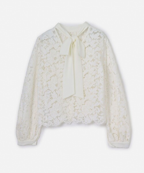 LOULOU WILLOUGHBY プチフリルリボンシャツ 2 ホワイト LOULOU WILLOUGHBY ブラウス シャツ 「LOULOU WILLOUGHBY