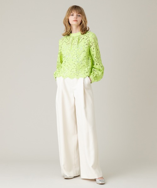「LOULOU WILLOUGHBY」 長袖ブラウス 2 グリーン レディース LOULOU WILLOUGHBY】ビジュースタンドフリルシャツ|allureville