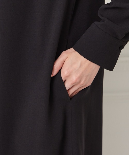 パーティードレス ワンピース 「喪服・礼服・WEB限定」マシンウォッシャブル リボンタイデザイン前開きブラックフォーマルワンピースの画像