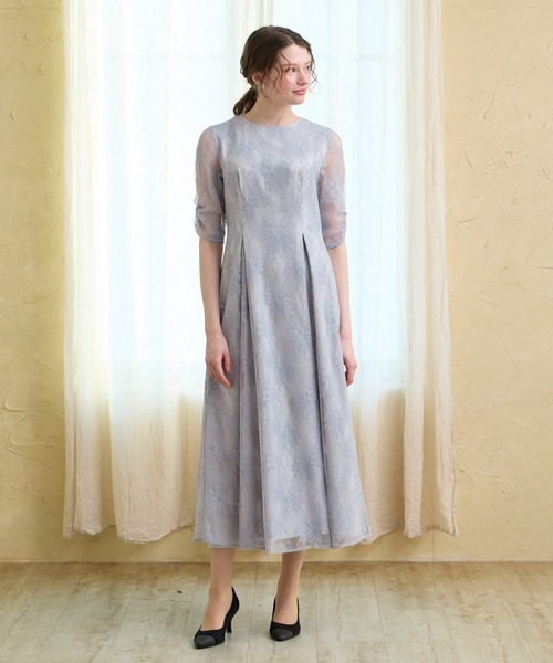 グレー サテン風 パーティードレス リボン付き グレー サテン風 パーティードレス リボン付き