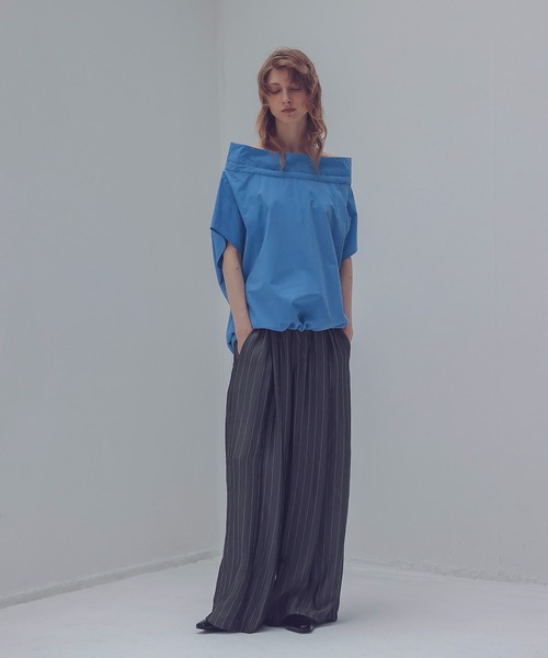 シャツ ブラウス big collar off shoulder tops(ビッグカラーオフ 