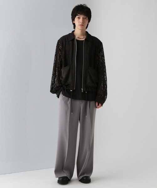 【極美品】ハレ　HARE フラワーレースジャケット　ブラック　黒　ユニセックス HARE ブルゾン アウター 「SET UP対応」フラワーレースブルゾン
