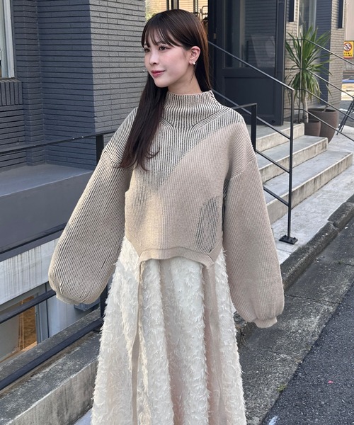 mellowneon（メロウネオン） ニット セーター バイカラーリボン