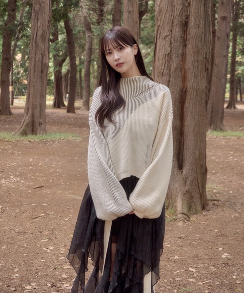 mellowneon（メロウネオン） ニット セーター バイカラーリボン