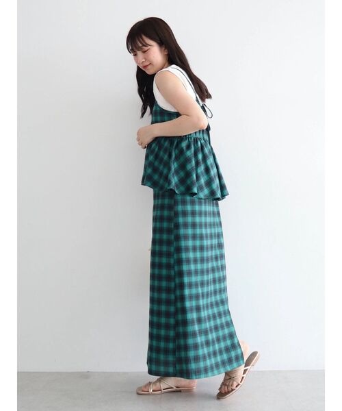 Curensology 新品タグ付き チェックペプラムキャミワンピース