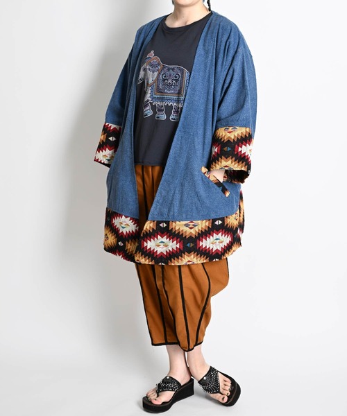 marai ジャケット ノーカラージャケット 裾柄ライトストーン