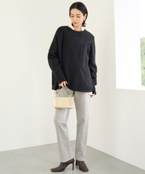 ニット セーター 「洗える」ふわふわニット ラウンドヘム レディース UNFILO ニット セーター 「洗える」ふわふわニット ラウンドヘム