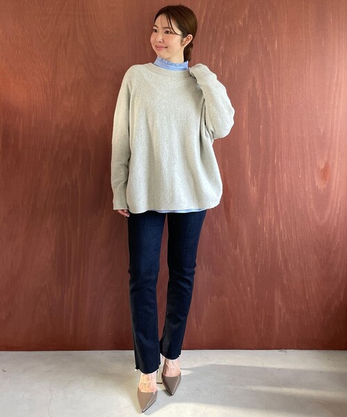 ニット セーター 「洗える」ふわふわニット ラウンドヘム レディース UNFILO ニット セーター 「洗える」ふわふわニット ラウンドヘム